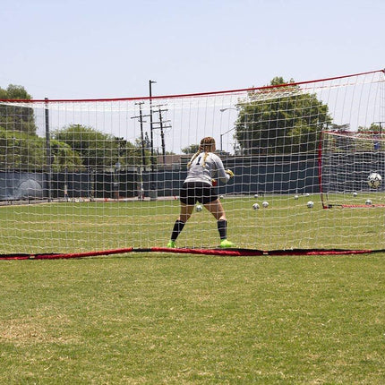 PowerNet Soccer Goal 18.5ft x 6.5ft Portable Bow Style Net + 1 Wheeled Carry Bag by Jupiter Gear