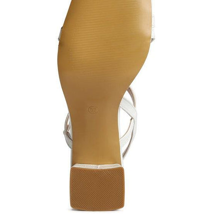 EFFIEO Croc Texture Block Heel Sandals - Vysn