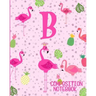 Composition Notebook B: Pink Flamingo Initial B Composition Wide Ruled Notebook