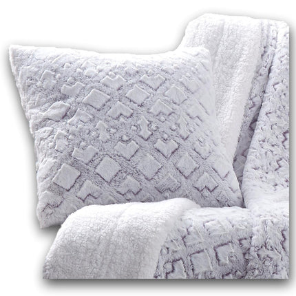 DaDa Bedding Dreamy Milky Way White & Purple Embossed Faux Fur Euro Throw Pillow Cover (M3395) by DaDa Bedding Collection