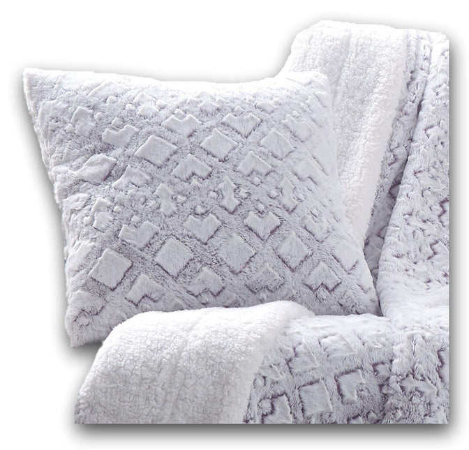 DaDa Bedding Dreamy Milky Way White & Purple Embossed Faux Fur Euro Throw Pillow Cover (M3395) by DaDa Bedding Collection