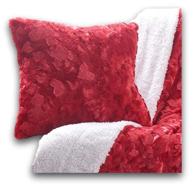 DaDa Bedding Candy Apple Red Vibrant Luxury Faux Fur Euro Throw Pillow Cover (Red-19) by DaDa Bedding Collection