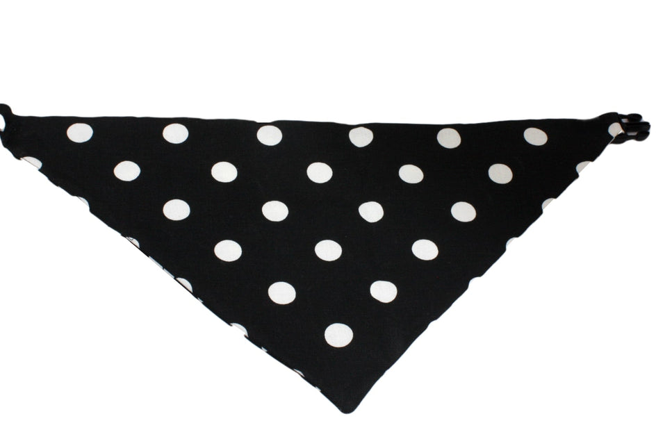 Black White Flower and Polka Dots Reversible Dog Bandana by Uptown Pups
