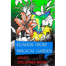 flowers from magical garden: Stress Relief Coloring Book. This coloring book for adults contains swirls style illustrations representing floral com