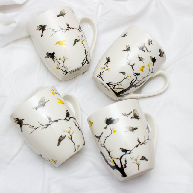Set Of Four April Flock Series Ceramic Mugs by Izhar Studio- CA