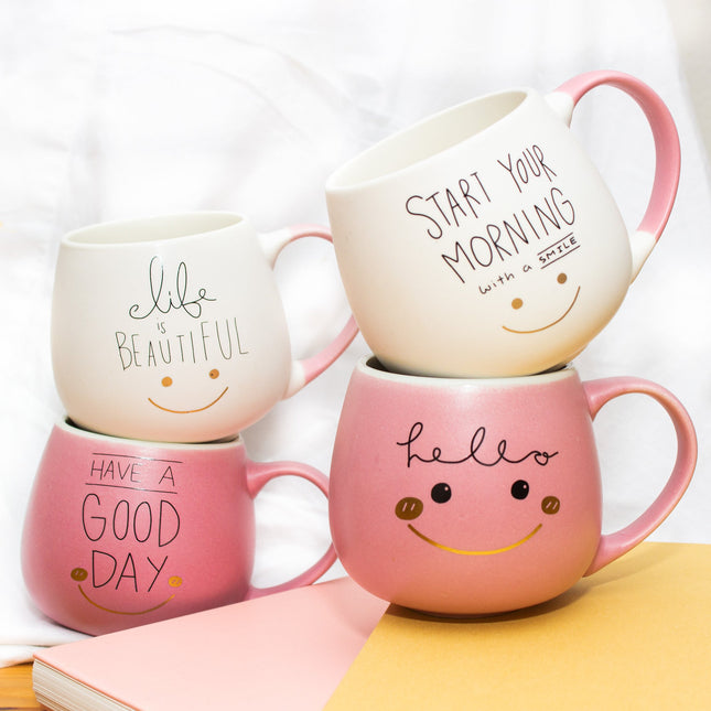 Set of Four Kitty Mood Series Ceramic Mugs by Izhar Studio- CA