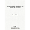 The Manuscript History of the Psalms of Solomon