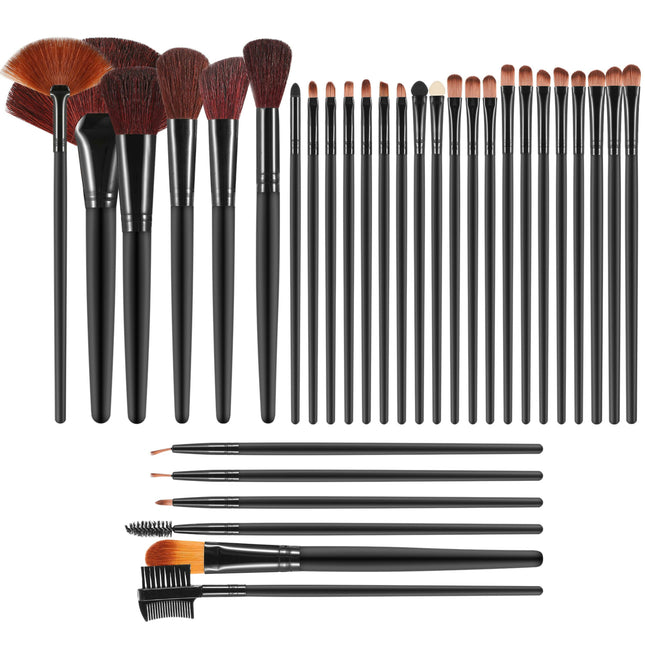 32-Piece Professional Makeup Brush Set with PU Leather Bag - Foundation, Concealer, Eyeshadow Brushes