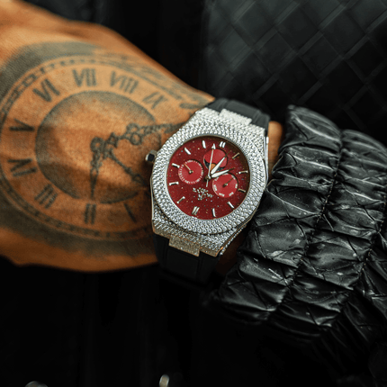 Iced transporter - small diamond bezel - rubber strap by ASOROCK WATCHES