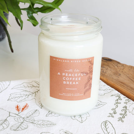 "A Peaceful Coffee Break" Soy Candle by Jubilee Trading Company