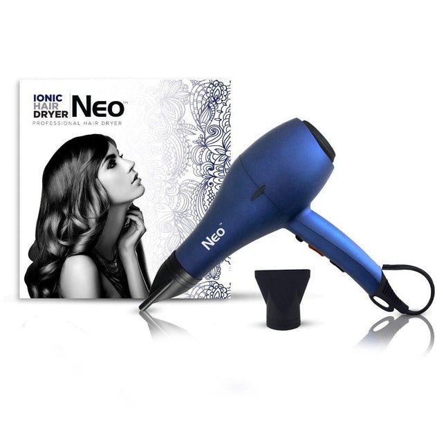 Ionic Pro - Professional 1600W Powerful Ionic Hair Dryer - Concentrator Nozzles Included - Metallic Navy Blue
