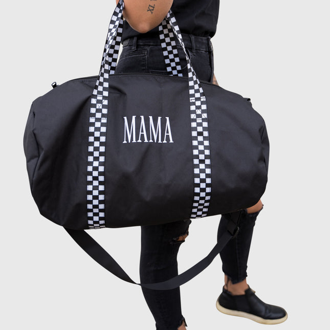 MAMA Embroidered Duffle Bag - Black Checkered by Sweetees