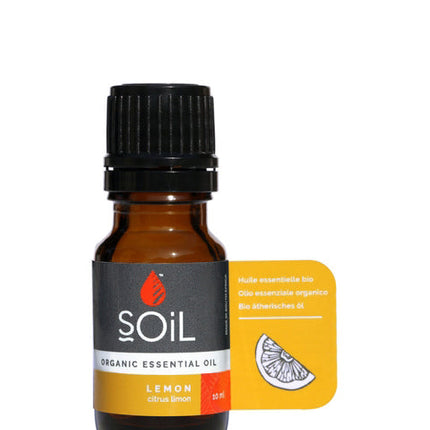 Organic Lemon Essential Oil (Citrus Limon) 10ml by SOiL Organic Aromatherapy and Skincare