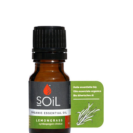 Organic Lemongrass Essential Oil (Cymbopogon Citratus) 10ml by SOiL Organic Aromatherapy and Skincare