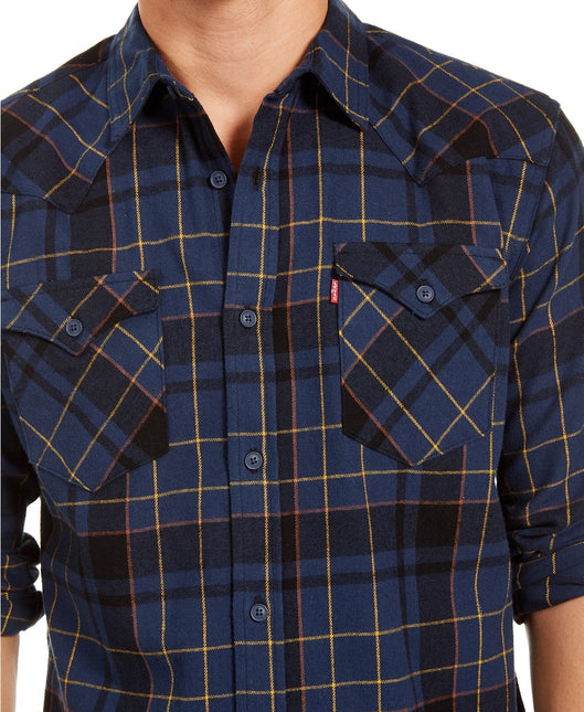 Levi's Men's Curran Regular-Fit Plaid Shirt Blue Size Large by Steals
