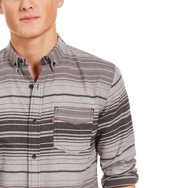 Levi's Men's Avalon Striped Flannel Shirt Gray - Size Extra Large by Steals