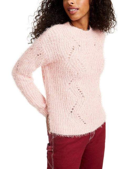Freshman Juniors' Pointelle Chenille Sweater Pink Size Medium by Steals