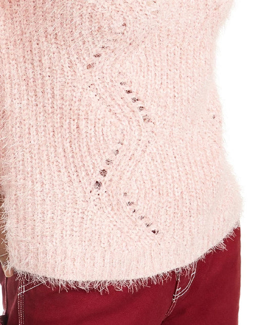 Freshman Juniors' Pointelle Chenille Sweater Pink Size Medium by Steals