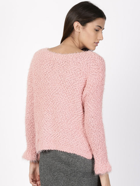 Hippie Rose Juniors' Textured High-Low Sweater Pink Size Medium by Steals