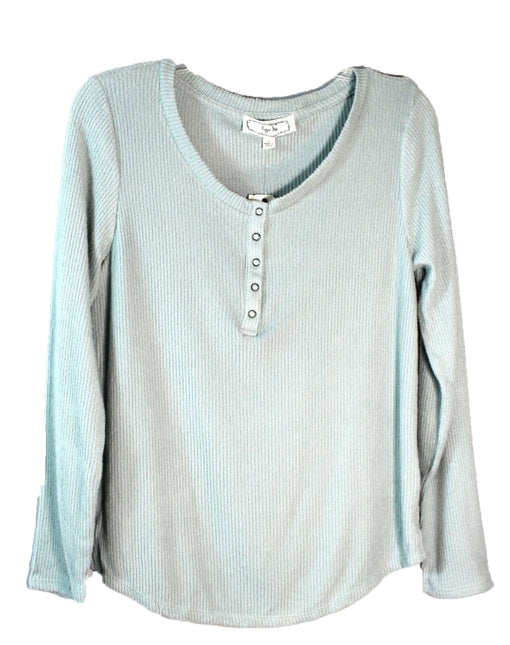 Hippie Rose Juniors' Rib-Knit Henley Top Green Size Extra Small by Steals