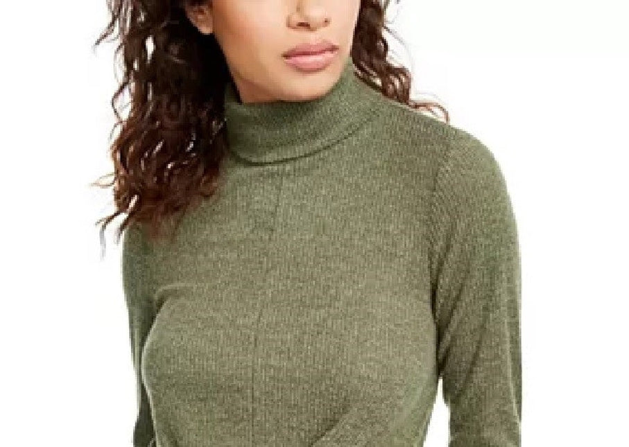 Crave Fame Juniors' Cozy Twist-Front Turtleneck Top Green Size Small by Steals