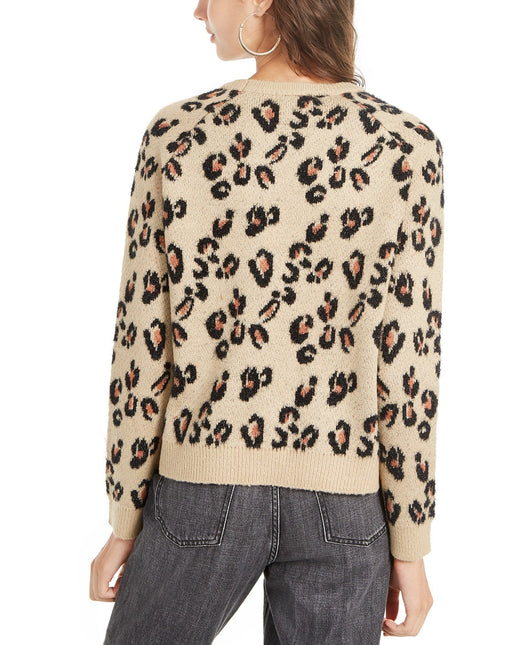 Planet Gold Women's Juniors' Animal-Print Sweater Brown Size Extra Small by Steals