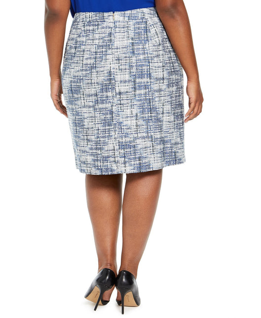 Calvin Klein Women's Tweed Fringe-Trim Pencil Skirt Blue Size 14 by Steals