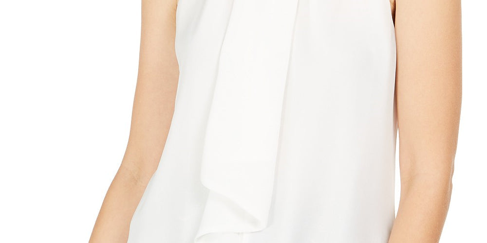 Calvin Klein Women's Tie-Neck Sleeveless Blouse White Size Extra Small by Steals