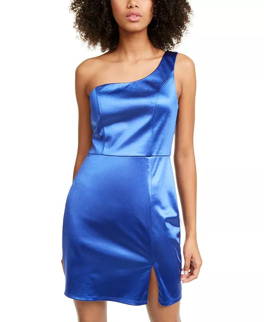 Crystal Doll Junior's Satin One Shoulder Dress Blue Size 11 by Steals