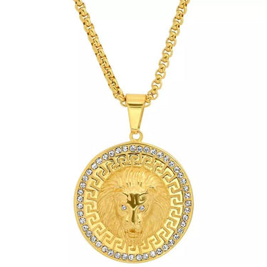Men's Stainless Steel and 1.2 CTTW CZ Lion Head Pendant