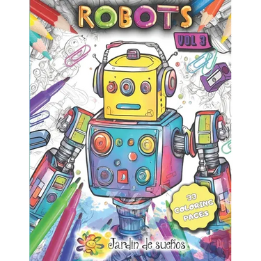 Robots (vol 3): Coloring book for kids