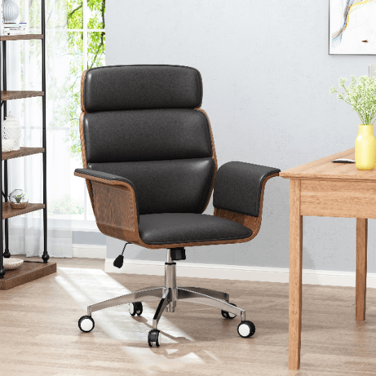 Mid-Century Modern Swivel Office Chair Bentwood Design by Plugsus Home Furniture