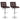 Modern Bat Stools Set of 2 with Back and Heavy-duty Metal Base and Footrest-Brown