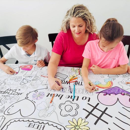 Mother's Day Coloring Tablecloth by Creative Crayons Workshop