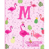 Composition Notebook M: Pink Flamingo Initial M Composition Wide Ruled Notebook