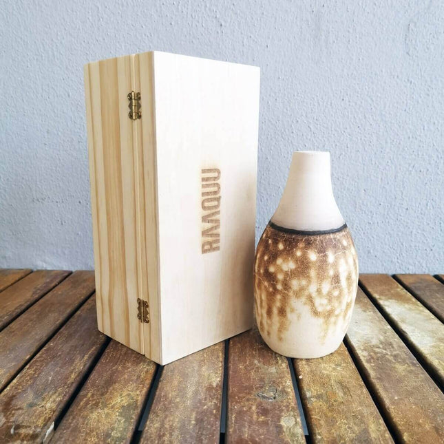 Natsu Ceramic Raku Pottery Vase with Gift Box by RAAQUU