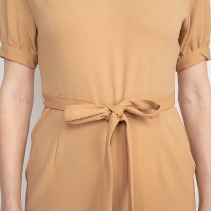 Nanette Lepore V-Neck Short Sleeve Tie Waist Solid Zipper Back Jumpsuit by Curated Brands