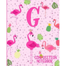 Composition Notebook G: Pink Flamingo Initial G Composition Wide Ruled Notebook