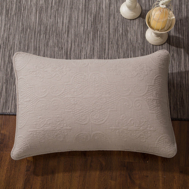 DaDa Bedding Taupe Beige Sand Dollar Floral Quilted Cotton Pillow Sham - 1-Piece  (JHW585) by DaDa Bedding Collection