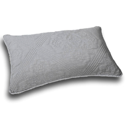 DaDa Bedding Floral Stone Wash Grey Diamond Pattern Quilted King Size Pillow Sham - 20” x 36” (JHW855) by DaDa Bedding Collection