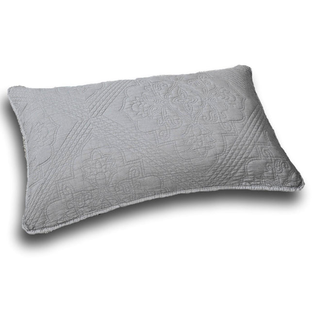 DaDa Bedding Floral Stone Wash Grey Diamond Pattern Quilted King Size Pillow Sham - 20” x 36” (JHW855) by DaDa Bedding Collection