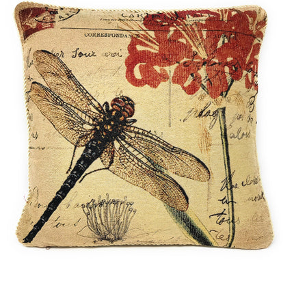 DaDa Bedding Set of 2-Pieces Dragonfly Dreams Nature Garden Tapestry Throw Pillow Covers w/ Inserts - 18" x 18" by DaDa Bedding Collection