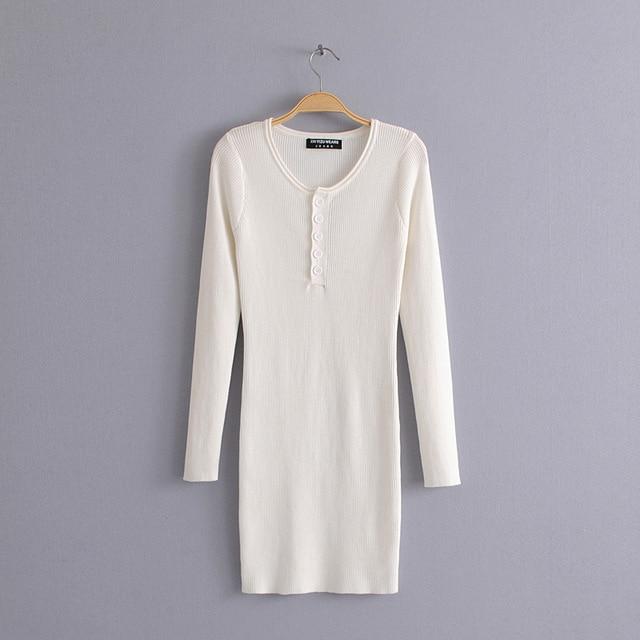 Ribbed Knit Long Sleeve Mini Dress by White Market