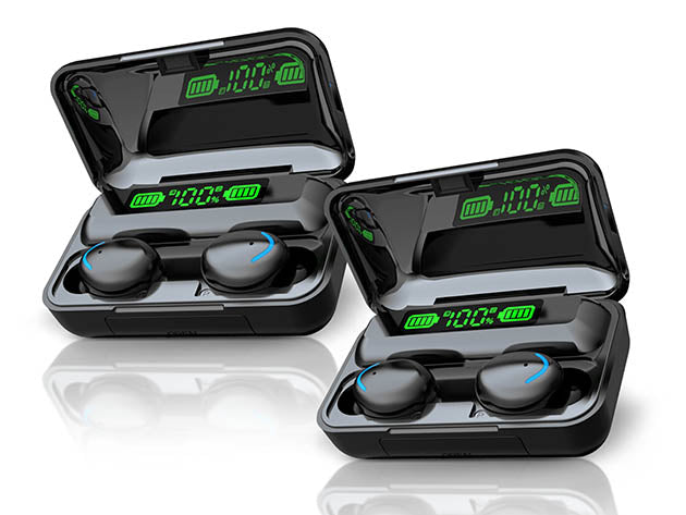 Flux 7 TWS Earbuds w/ Wireless Charging Case & Power Bank - 2-Pack