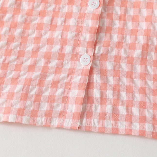 Baby Girl 1pcs Plaid Pattern Contrast Tape Lapel Design Combo Shorts Sets by MyKids-USA™