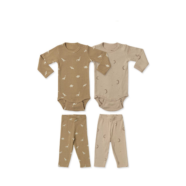 Baby Cartoon & Floral Pattern Long Sleeve Onesies With Pants Sets by MyKids-USA™