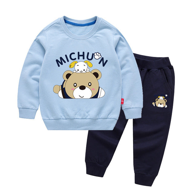 Baby Cartoon Bear Graphic Hoodie With Trousers Sets by MyKids-USA™