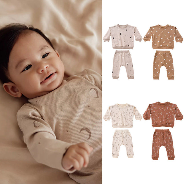 Baby Western Print Pattern Long Sleeve Casual Hoodie Sets Home Clothes by MyKids-USA™