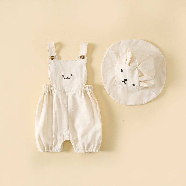 Baby Boys And Girls Stereoscopic Bear Sleeveless Straps Shorts With Sun Hat Sets In Summer by MyKids-USA™