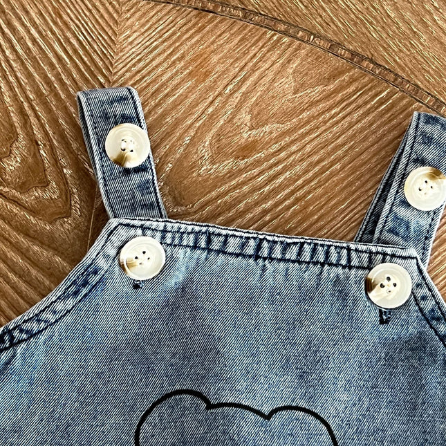 Baby Cartoon Bear Pattern Fashion Denim Strap Oniesies by MyKids-USA™